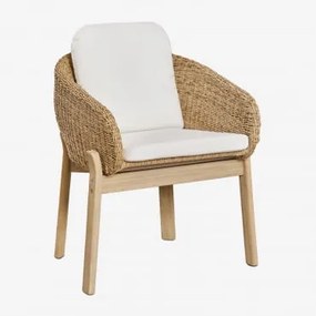 Cadeira De Jantar Leilan Com Braços Em Madeira De Acácia E Rattan Sintético Castanho Acácia - Sklum