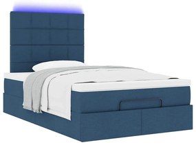 Estrutura de cama otomana com colchão 120x200 cm tecido azul