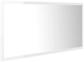 Espelho casa banho c/ LED 90x8,5x37cm acrílico branco brilhante
