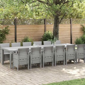 Conjunto de Jantar de Jardim vidaXL 13 Peças Cinzento-Claro Poliratan