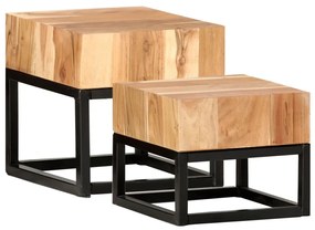 vidaXL Mesas de apoio 2 pcs madeira de acácia maciça