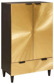 vidaXL Armário lateral com gaveta Preto e Ouro 60 x 33,5 x 100 cm