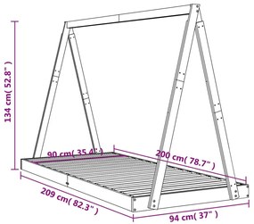 Estrutura de cama infantil 90x200 cm pinho maciço branco