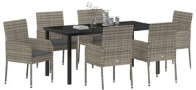 Conjunto de Jantar de Jardim com Almofadas Cinza Rattan Sintético