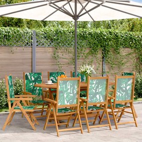 vidaXL Cadeiras jardim reclin. 8 pcs tecido/madeira maciça verde