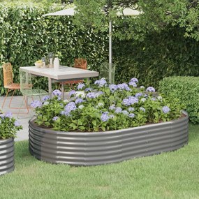 vidaXL Canteiro elevado jardim 214x140x36 aço revestido a pó cinzento