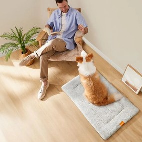 Manta para cães XL 105 x 70 cm, lavável na máquina, cinzento claro