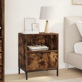 vidaXL Mesa-de-cabeceira com gaveta Carvalho fumado 49 x 36 x 61 cm