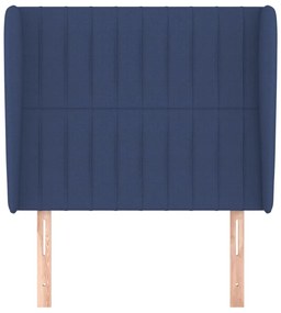 Cabeceira de cama c/ abas tecido 103x23x118/128 cm azul