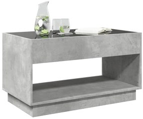 Mesa de centro luzes LED Infinity 90x50x50 cm cinzento cimento