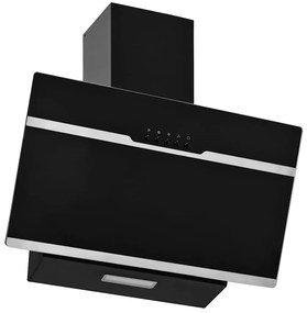 vidaXL Exaustor de parede 60 cm aço inoxidável e vidro temperado preto