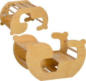 AIYAPLAY Arco de escalada infantil, mesa para brinquedos infantil 18-48 meses, design 2 em 1, carga máx. 50 kg, madeira natural | Aosom Portugal