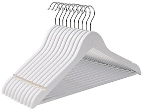 Conjunto de 10 cabides em madeira de bordo 44,5 x 23 cm branco