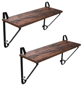 Prateleiras de parede VASAGLE, conjunto de 2, grandes prateleiras flutuantes, prateleiras suspensas estáveis ​​para sala de estar, quarto, corredor, 60 x 20 x 33 cm, estilo industrial, marrom rústico e preto LCR01BX