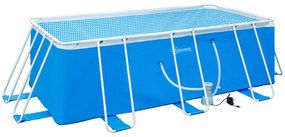 Outsunny Piscina Desmontável Tubular 440x240x122cm Piscina Retangular de Exterior com Purificador 4.000L/H Mangueiras de Comprimento 100cm e Estrutura de Aço 9760L Azul