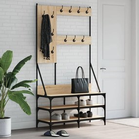 vidaXL Bengaleiro c/ arrumação calçado 100x40x184 cm carvalho sonoma