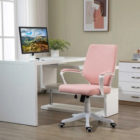 Cadeira de Escritório Ergonómica Giratória e com Altura Ajustável e Suporte Lombar 62x69x92-102 cm Rosa