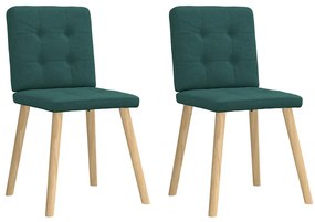 Cadeiras de jantar 2 pcs tecido verde-escuro