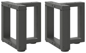 Pés para mesa de centro em forma de T, 2 peças, antracite, 30x25x(30-3