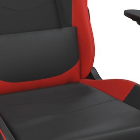 Cadeira gaming massagem + apoio pés couro artif. preto/vermelho