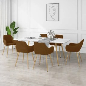 vidaXL Cadeiras de jantar 6 pcs veludo castanho