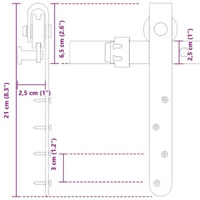 Kit para armário deslizante aço carbono 200 cm