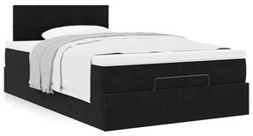 Cama otomana com colchão 120x190 cm veludo preto