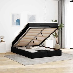 vidaXL Estrutura de cama otomana com colchão 140x200 cm tecido preto