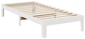 Estrutura de cama sem colchão 80x200 cm pinho maciço branco