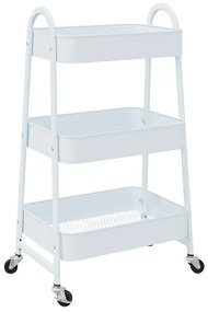 Carrinho de arrumação com 3 níveis 42x41,5x77 cm aço branco