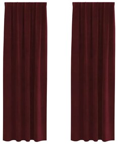 Cortinas Opacas vidaXL com fita superior 2 pcs Bordô Veludo