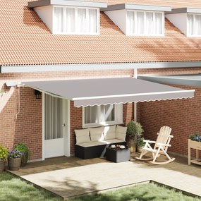 vidaXL Toldo Retrátil Manual com LED Cinza Claro 450x300 cm