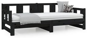 Estrutura sofá-cama de puxar 2x(90x200) cm pinho maciço preto