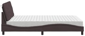 Cama com colchão 120x200 cm tecido castanho-escuro