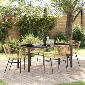 vidaXL Conjunto de Jantar de Jardim 5 Peças Castanho Rattan Sintético