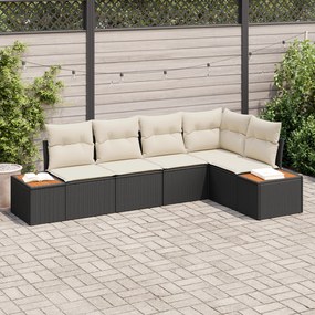 Conjunto de Sofás de Jardim de 5 Peças com Almofadas - Rattan Poliméri