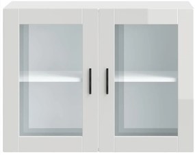 Armário de parede cozinha porta vidro Porto branco alto brilho