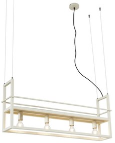 Candeeiro suspenso industrial bege 4 luzes - Cage Rack Industrial