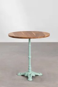 Mesa De Bar Redonda Em Madeira De Acácia Azteca Madeira De Acácia - Verde Ilha Paraíso & Ø70 Cm - Sklum