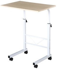 HOMCOM Mesa de computador para Hogar escritorio Altura Ajustável Mesa Compacta com Rodas 60x40x68-78cm Cor Branco