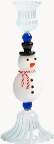 Castiçal em vidro de borossilicato artesanal Merry Snowman