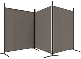 Divisória de quarto com 3 painéis 525x180 cm tecido antracite