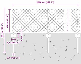 Cerca de Cadeia com 10 Postes U Verde 0.4x10 m Aço