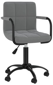 vidaXL Cadeira de jantar giratória veludo cinzento-escuro