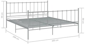 Estrutura de cama 200x200 cm metal cinzento