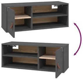 Armários de parede 2 pcs 80x30x30 cm pinho maciço cinzento