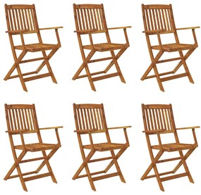 7 pcs conjunto jantar dobrável p/ jardim madeira acácia maciça