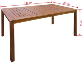 7 pcs conjunto de jantar exterior madeira acácia maciça