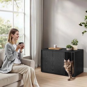 Armário para caixa de areia com portas push-to-open para gatos 80 x 50 x 50 cm preto
