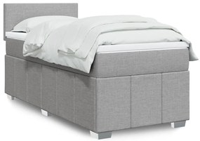 Cama com molas/colchão 90x190 cm tecido cinzento-claro